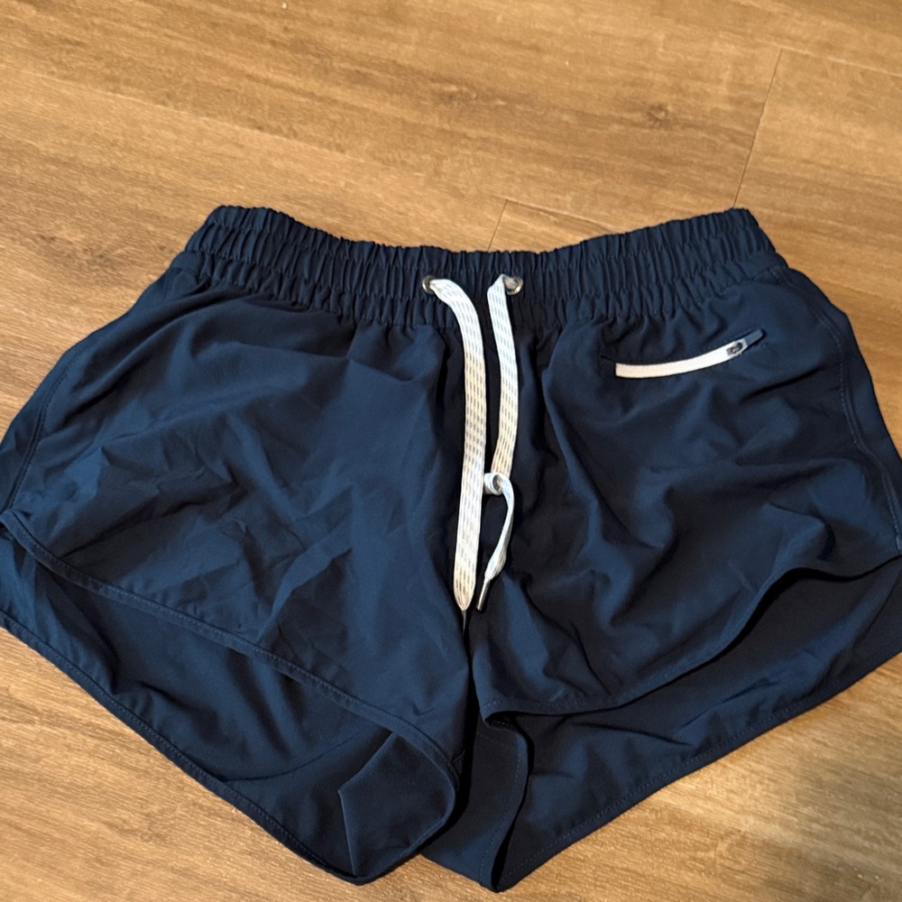 Vuori Navy Blue Athletic Shorts with White Drawstring